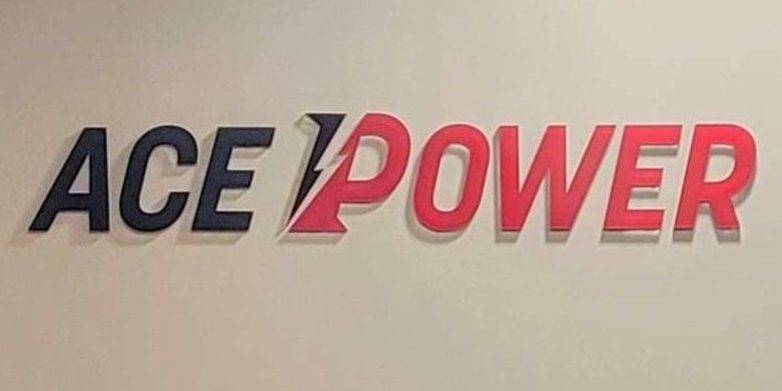 Logo Sign on an interior feature wall.
