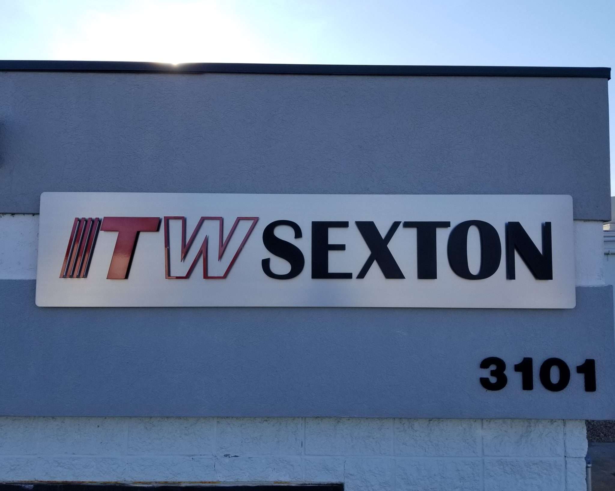 Custom metal building sign.