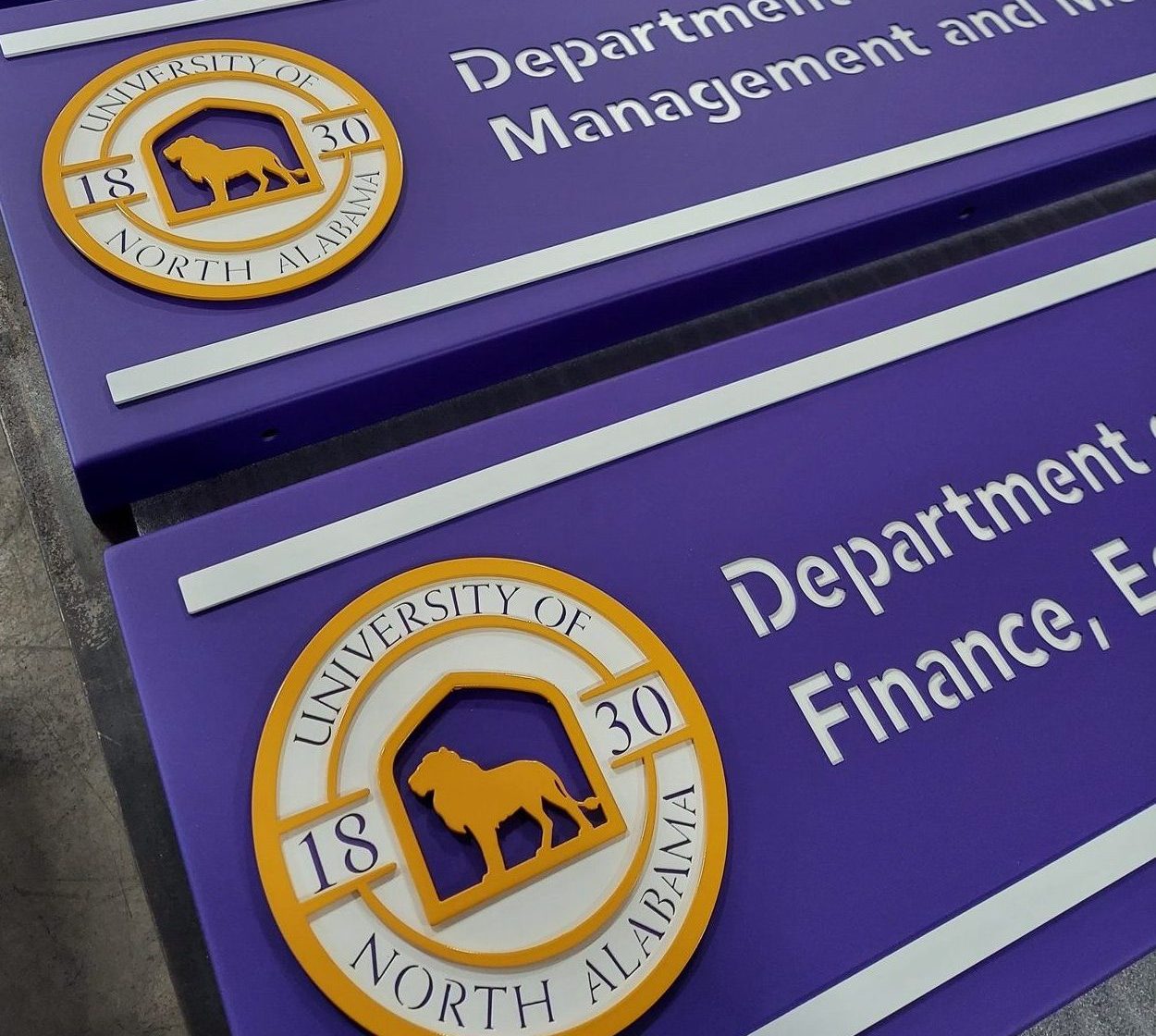 Custom Metal Sign for campus wayfinding at a local University.