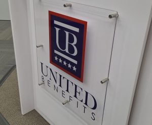 Custom acrylic sign in full color print.