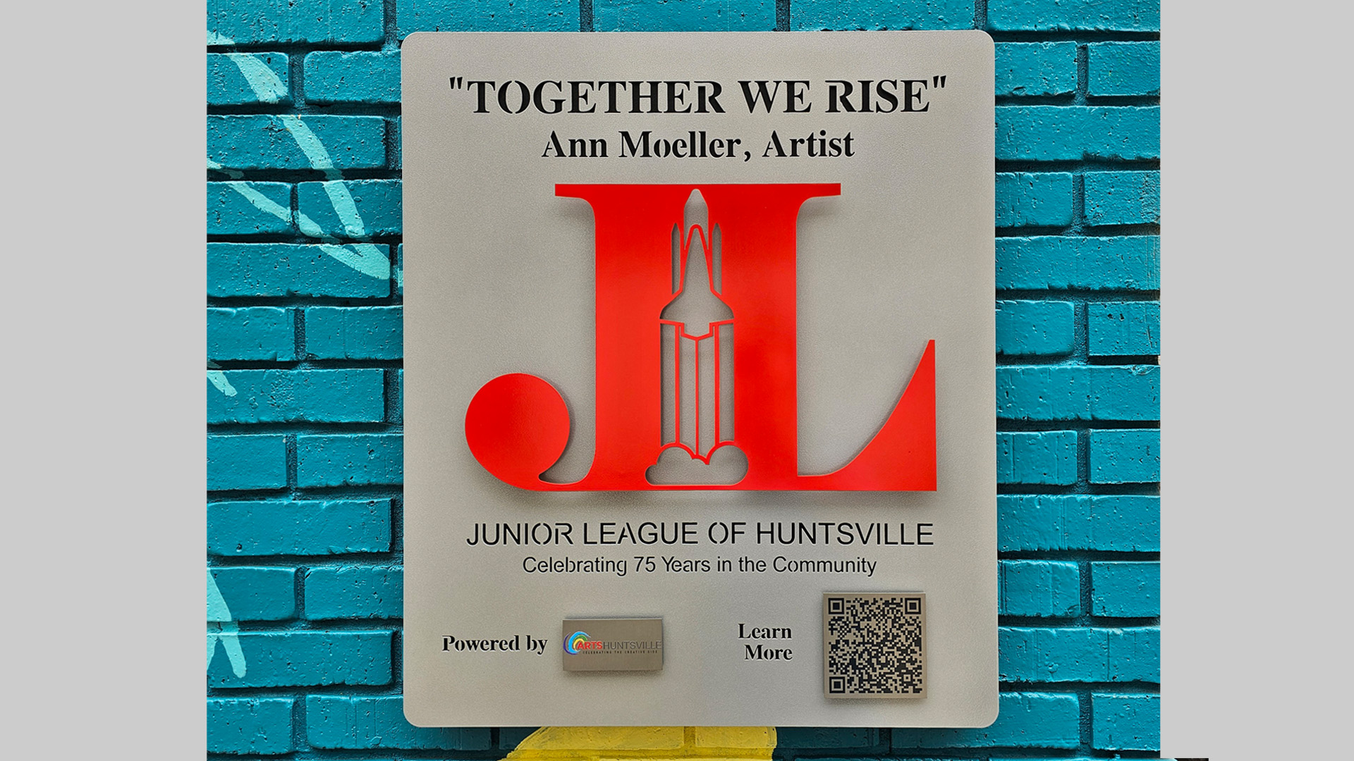 Custom metal sign with multi-layers for the Junior League of Huntsville.