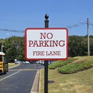 Custom metal directional sign by Alabama Metal Art for Mars Hill Bible School in Florence, Alabama.