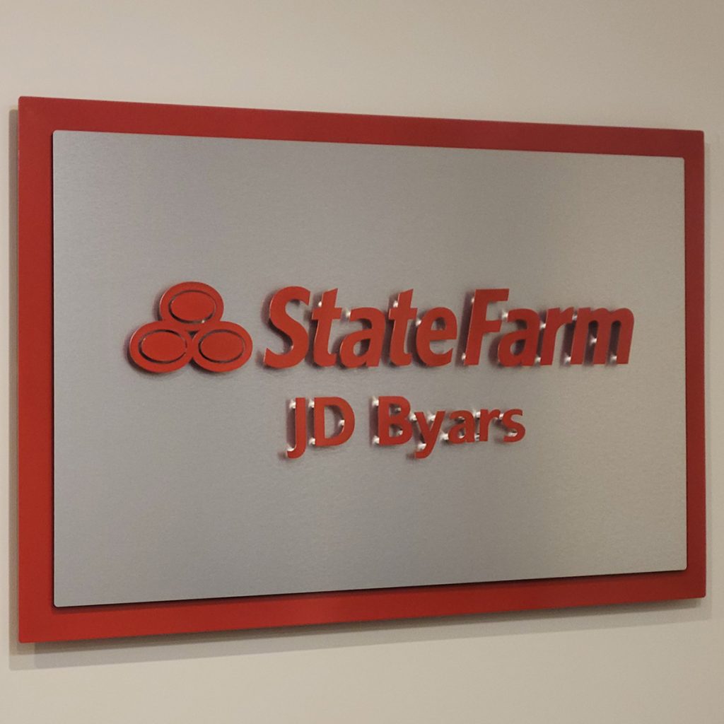 Custom metal logo sign for State Farm Agency by Alabama Metal Art.
