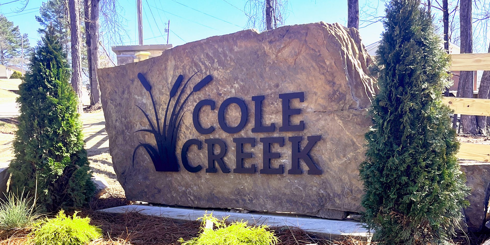 Cole Creek custom metal monument sign in Killen, AL by Alabama Metal Art.