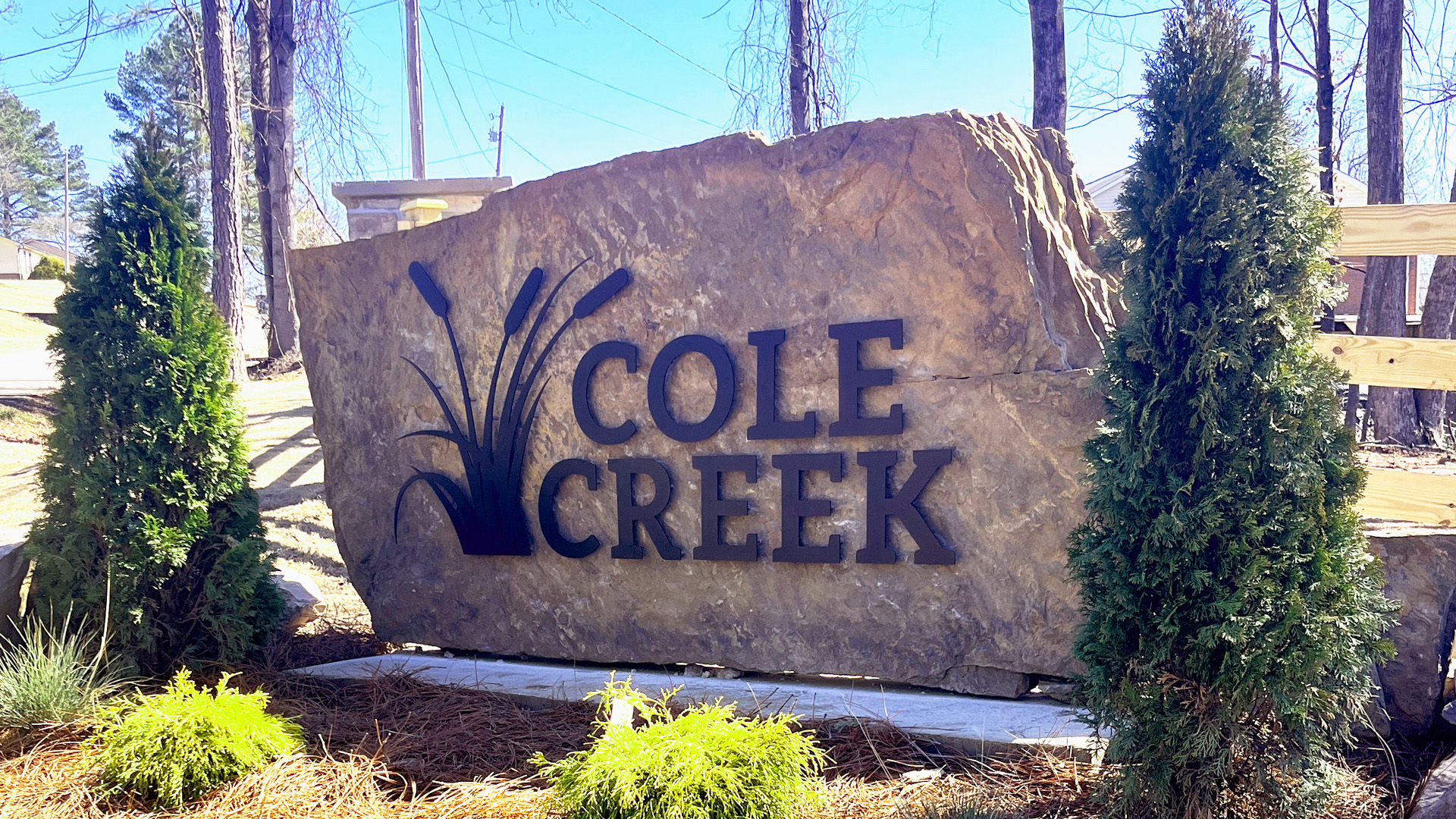 Cole Creek custom metal monument sign in Killen, AL by Alabama Metal Art.