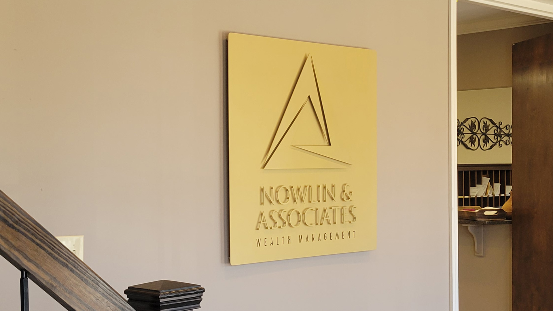 Custom metal sign for office lobby in Homewood, AL by Alabama Metal Art.