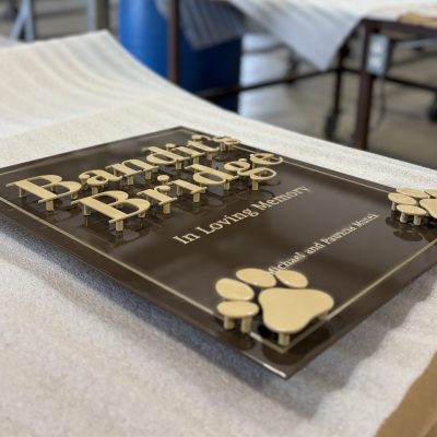 Close up of custom metal layered sign for Burritt on the Mountain in Huntsville, Alabama by Alabama Metal Art.