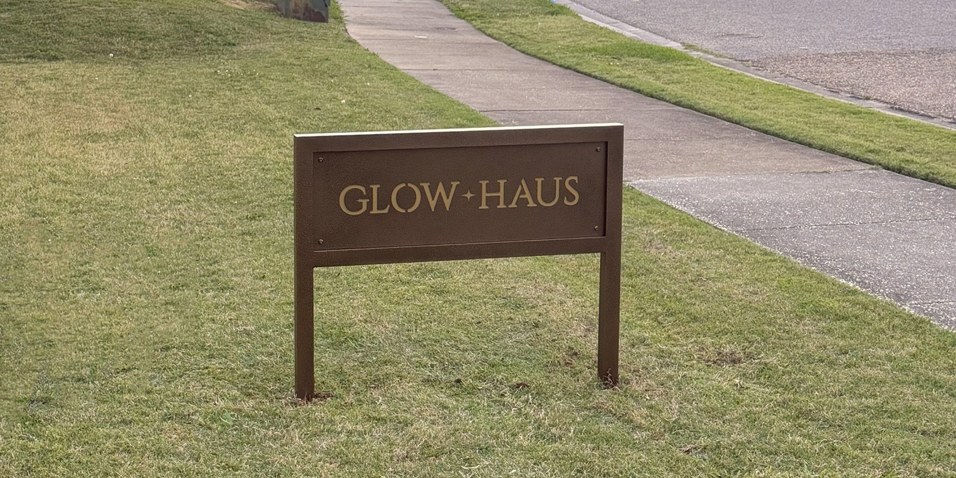 Custom Metal Yard Sign for Glow Haus Med Spa in Montgomery, AL by Alabama Metal Art.