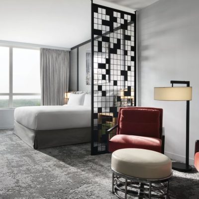 Custom metal privacy screen for hotel room divider by Alabama Metal Art.