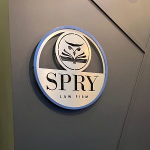 Custom metal stencil cut lobby sign by Alabama Metal Art.