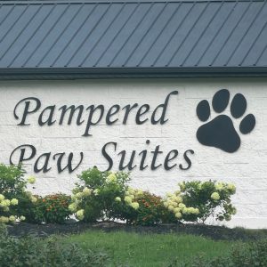 Pampared Paw Suites after image with a custom metal sign by Alabama Metal Art.