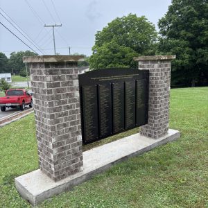Back of Ringo Cemetery custom metal sign with printed names by Alabama Metal Art.